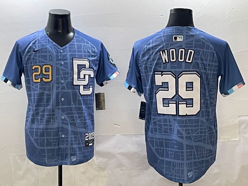 Men Washington Nationals #29 Wood Blue Joint Name 2025 Nike MLB Jersey style 3